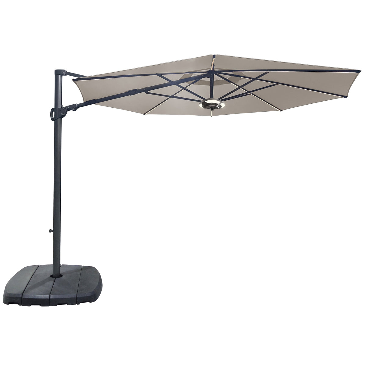 Kettler Stone 3.3m Round Free Arm Parasol with LED Lights and Wireless Speaker