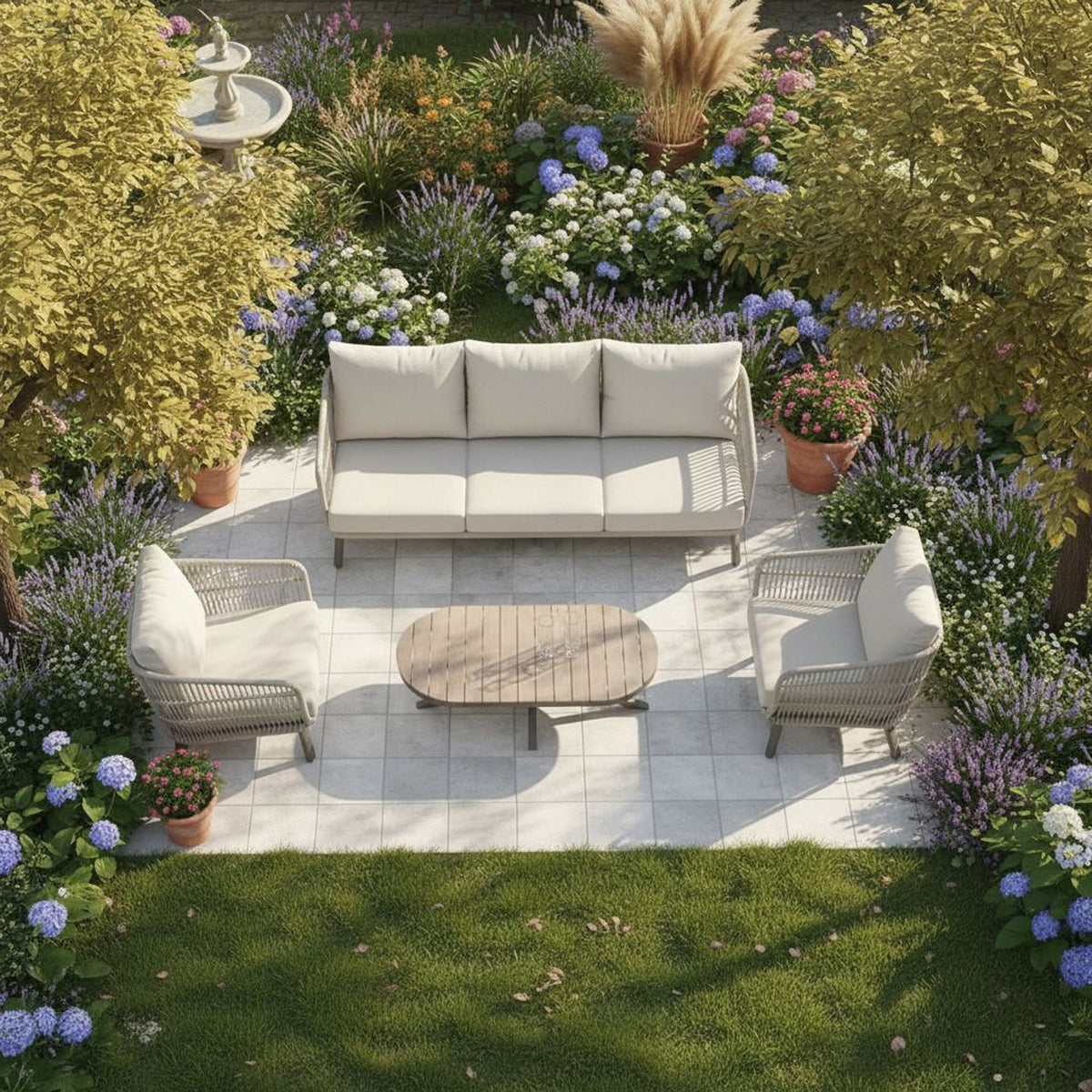 Bracken Outdoors Cadiz Aluminium and Rope Lounge Sofa Garden Furniture Set with Coffee Table