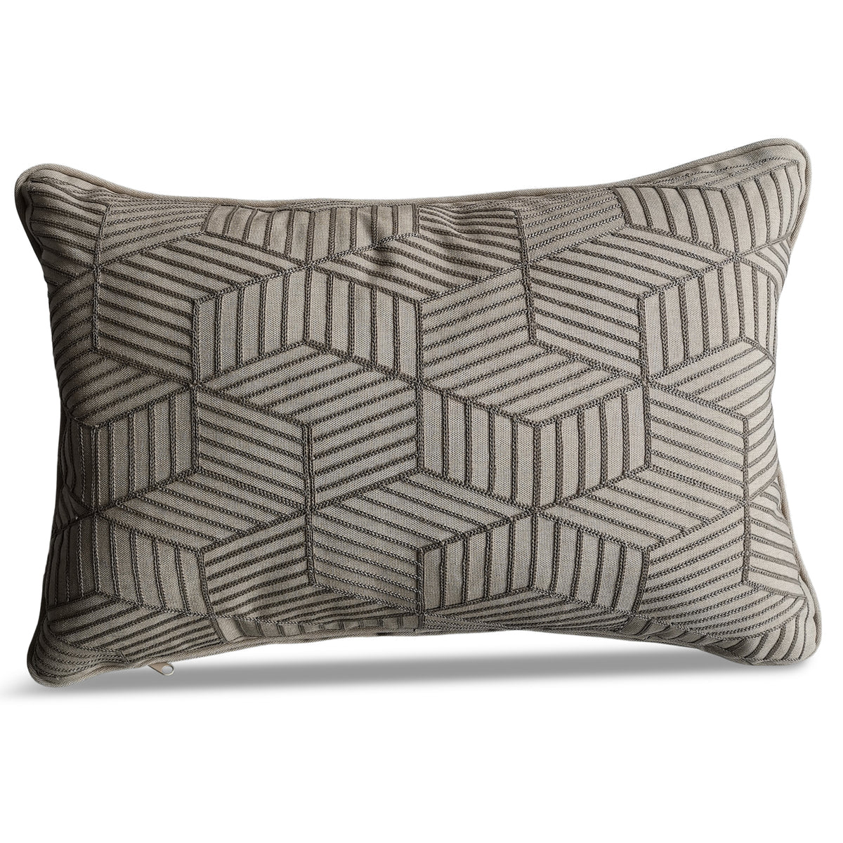 LG Outdoors Deluxe Embroidered Grey Striped Cubes 40cm x 60cm Rectangular Scatter Cushion