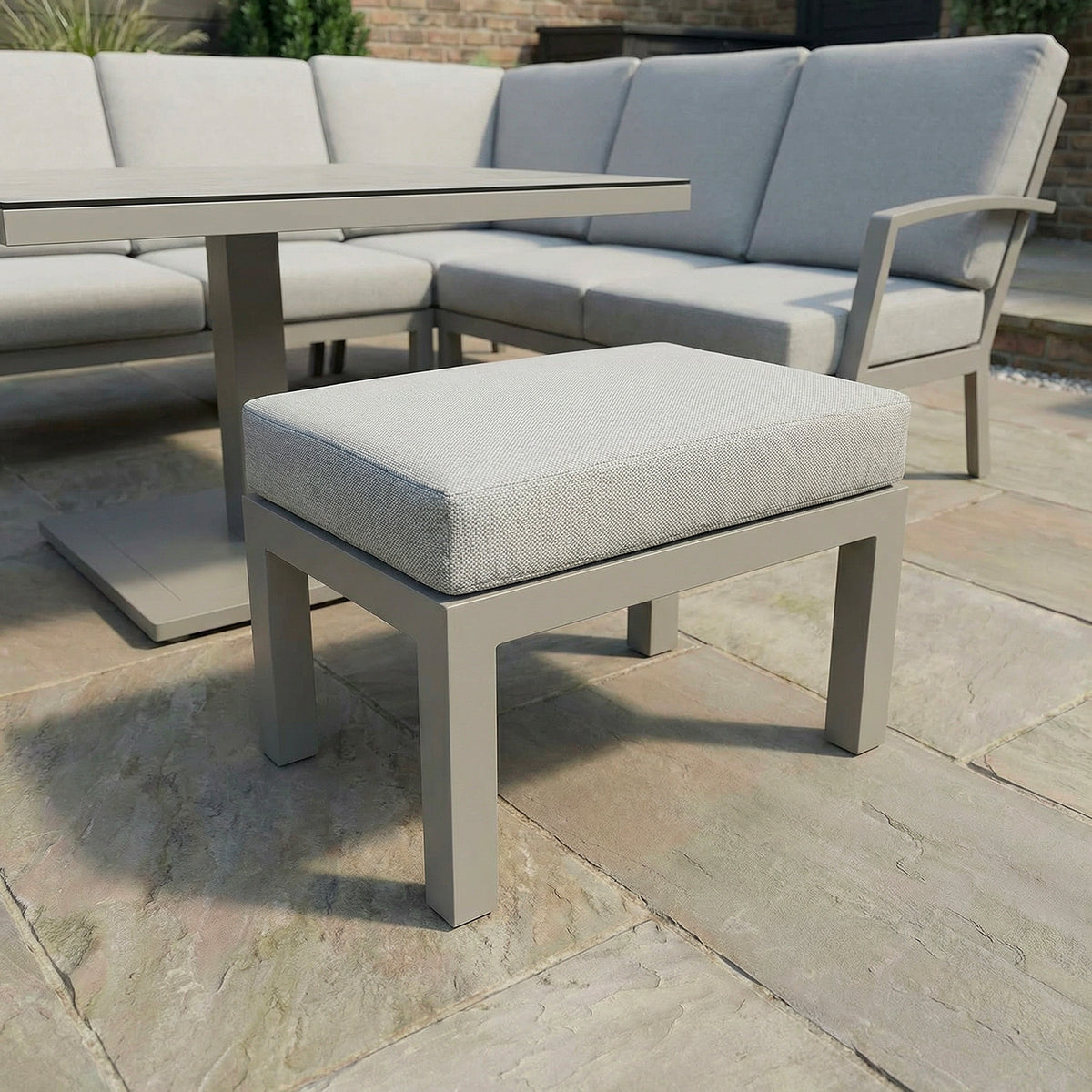 Bracken Outdoors Miami Stone Aluminium Compact Corner Set with Adjustable Table & Stools