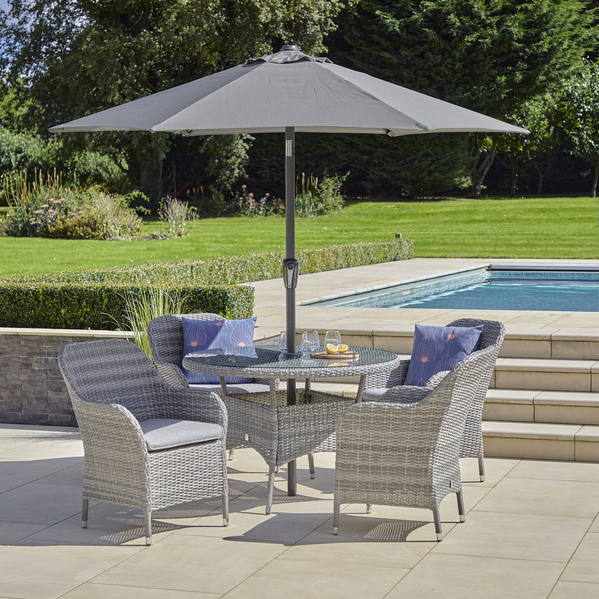 LG Outdoor Monte Carlo Stone Rattan Weave 4 Seat Garden Furniture Dining Set