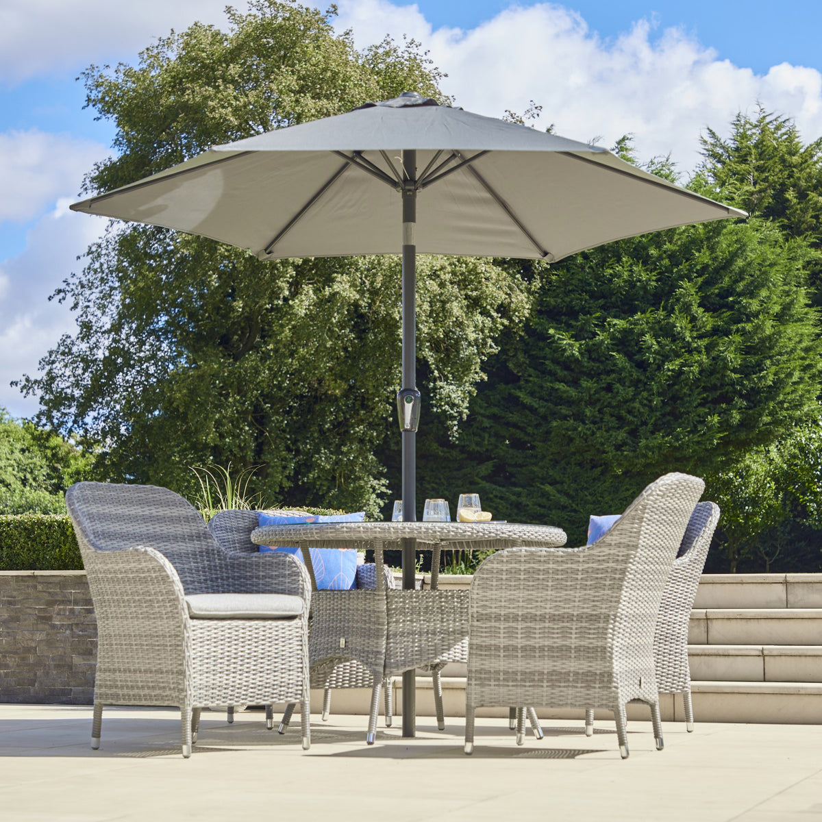 LG Outdoor Monte Carlo Stone Rattan Weave 4 Seat Garden Furniture Dining Set