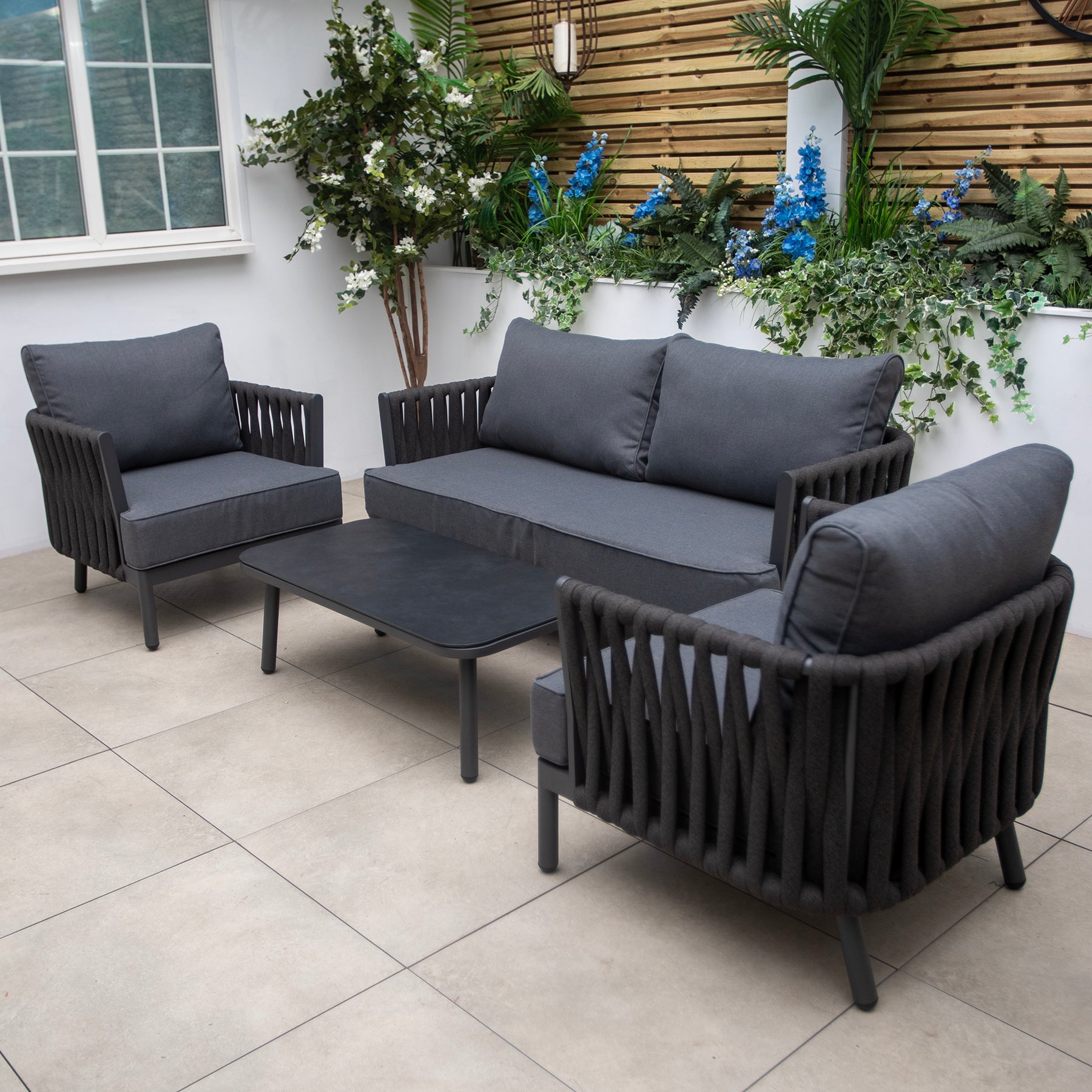 Bracken Outdoors Maldives Rope Aluminium Lounge Garden Sofa Set