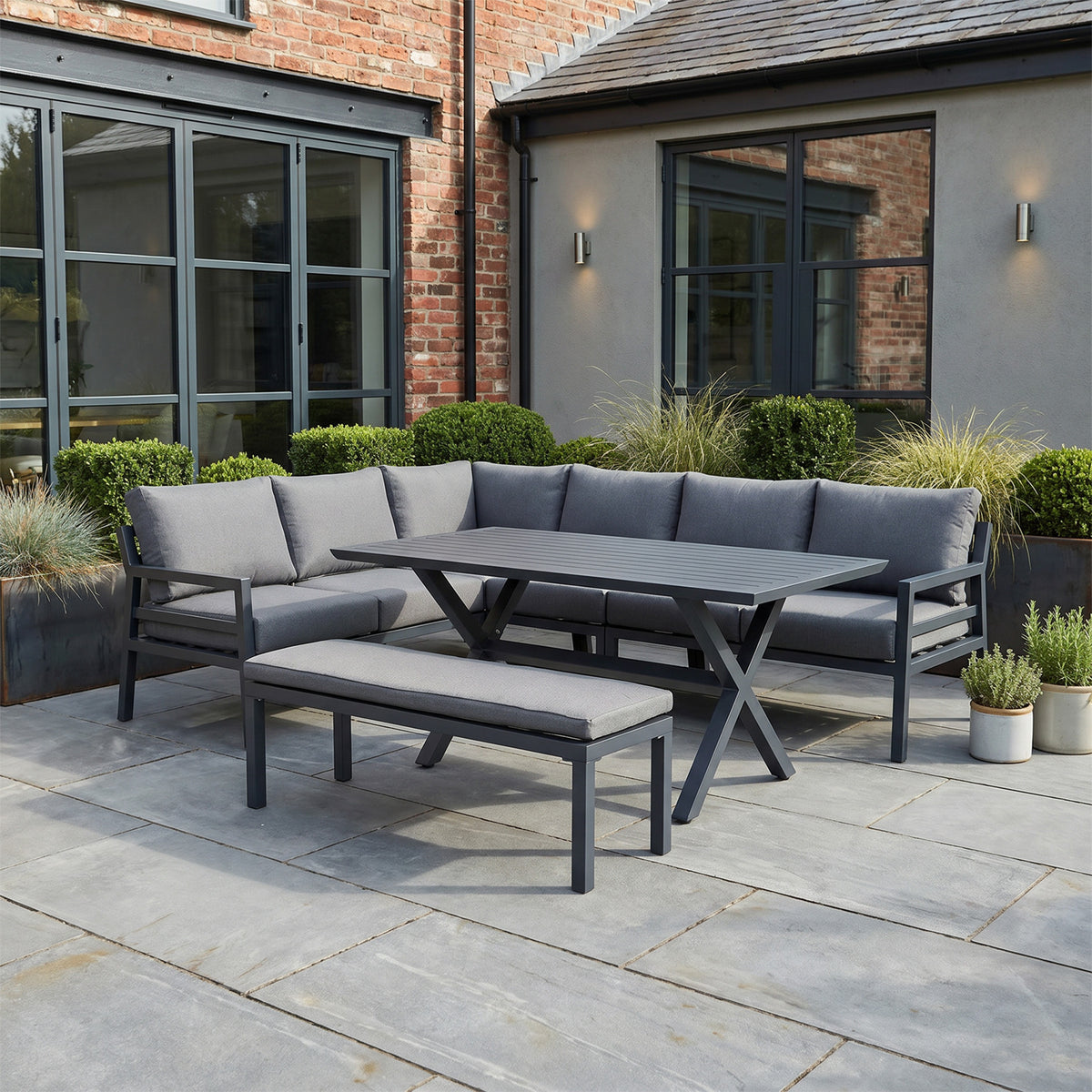Bracken Outdoors Marley Aluminium Corner Sofa Casual Dining Garden Furniture Set