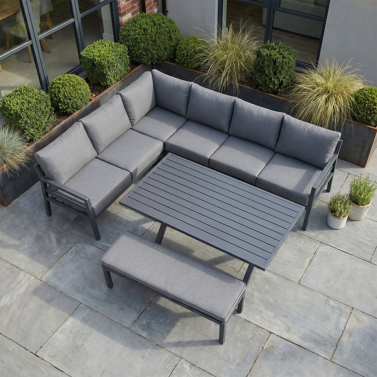Bracken Outdoors Marley Aluminium Corner Sofa Casual Dining Garden Furniture Set