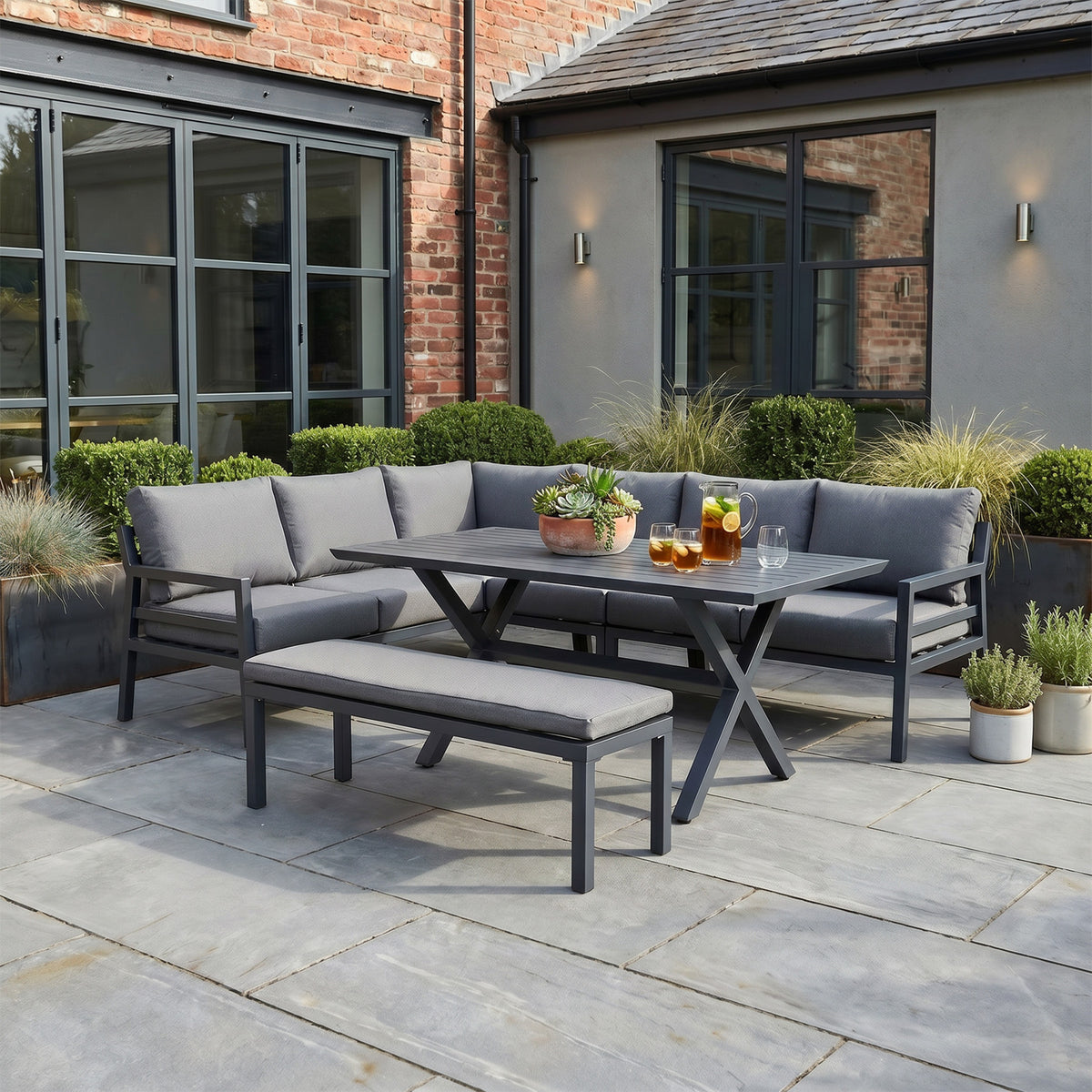 Bracken Outdoors Marley Aluminium Corner Sofa Casual Dining Garden Furniture Set