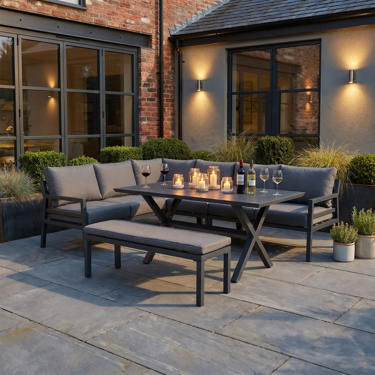 Bracken Outdoors Marley Aluminium Corner Sofa Casual Dining Garden Furniture Set