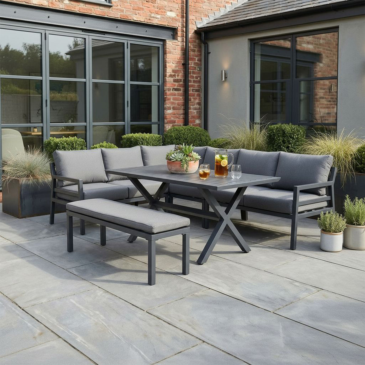 Bracken Outdoors Marley Aluminium Corner Sofa Casual Dining Garden Furniture Set