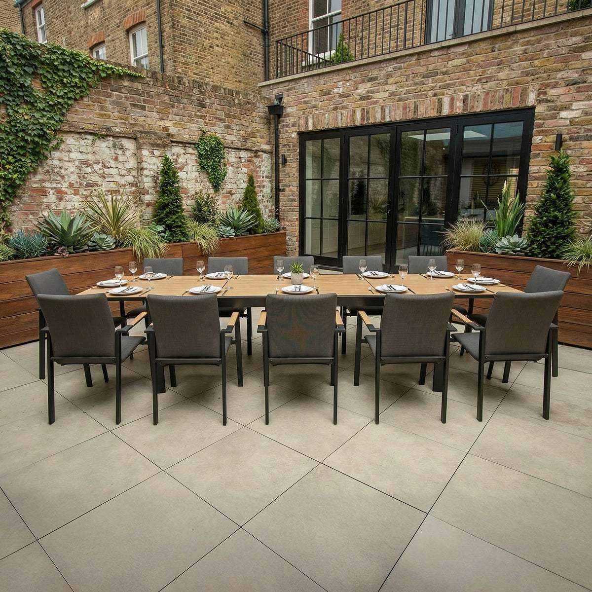 Bracken Outdoors Melbourne 12 Seat Rectangular Extending Dining Aluminium Garden Furniture Set
