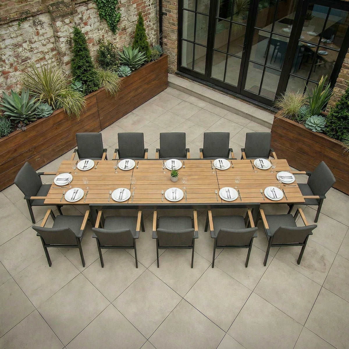 Bracken Outdoors Melbourne 12 Seat Rectangular Extending Dining Aluminium Garden Furniture Set