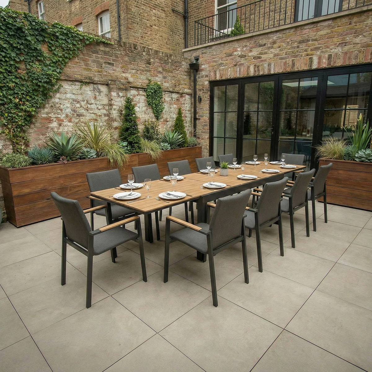 Bracken Outdoors Melbourne 12 Seat Rectangular Extending Dining Aluminium Garden Furniture Set