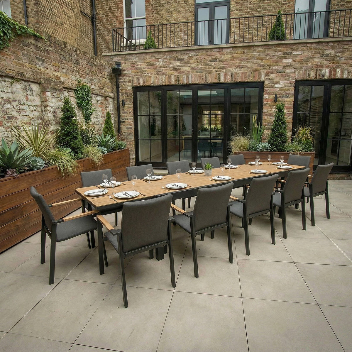 Bracken Outdoors Melbourne 12 Seat Rectangular Extending Dining Aluminium Garden Furniture Set