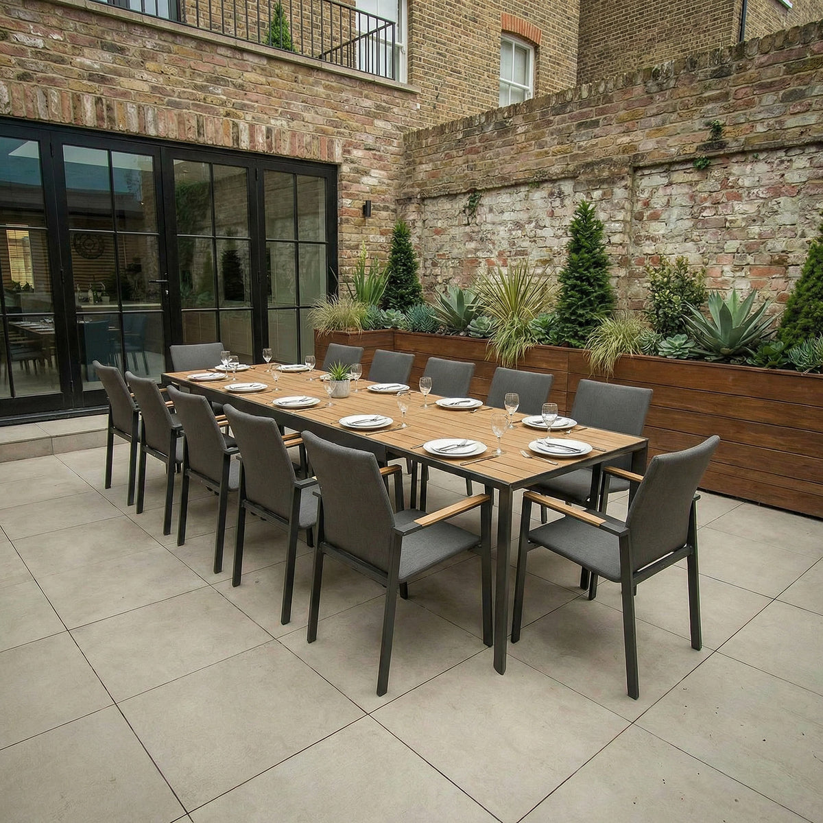 Bracken Outdoors Melbourne 12 Seat Rectangular Extending Dining Aluminium Garden Furniture Set