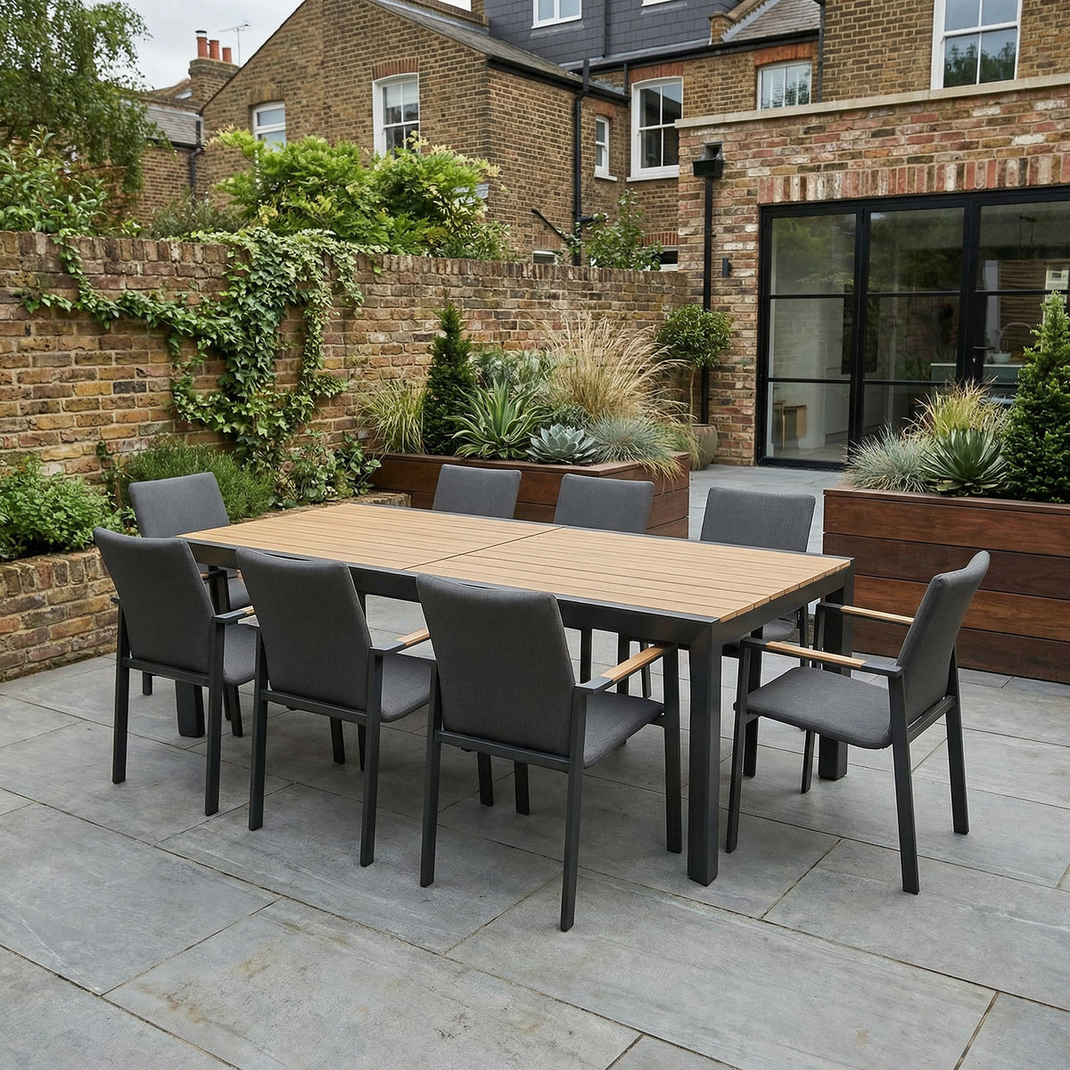 Bracken Outdoors Melbourne 8 Seat Rectangular Extending Dining Aluminium Garden Furniture Set