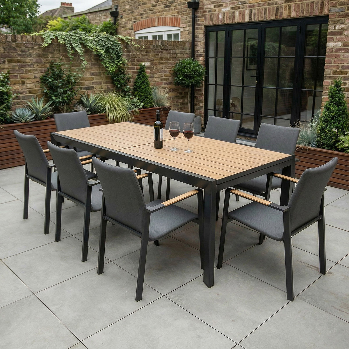 Bracken Outdoors Melbourne 8 Seat Rectangular Extending Dining Aluminium Garden Furniture Set