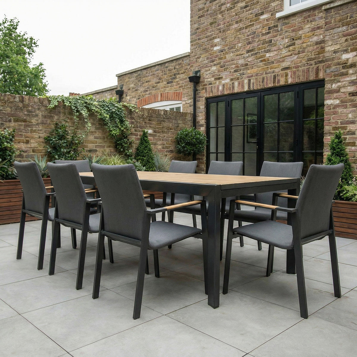 Bracken Outdoors Melbourne 8 Seat Rectangular Extending Dining Aluminium Garden Furniture Set