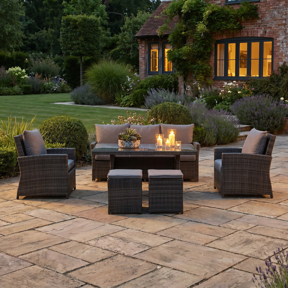 Bracken Outdoors Moreton Lounge Sofa Rattan Casual Dining Garden Furniture Set