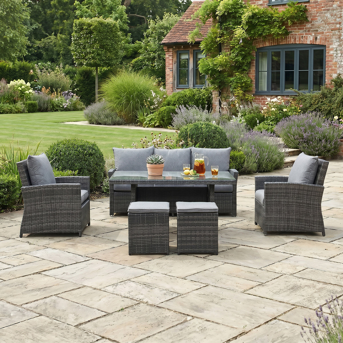 Bracken Outdoors Moreton Lounge Sofa Rattan Casual Dining Garden Furniture Set