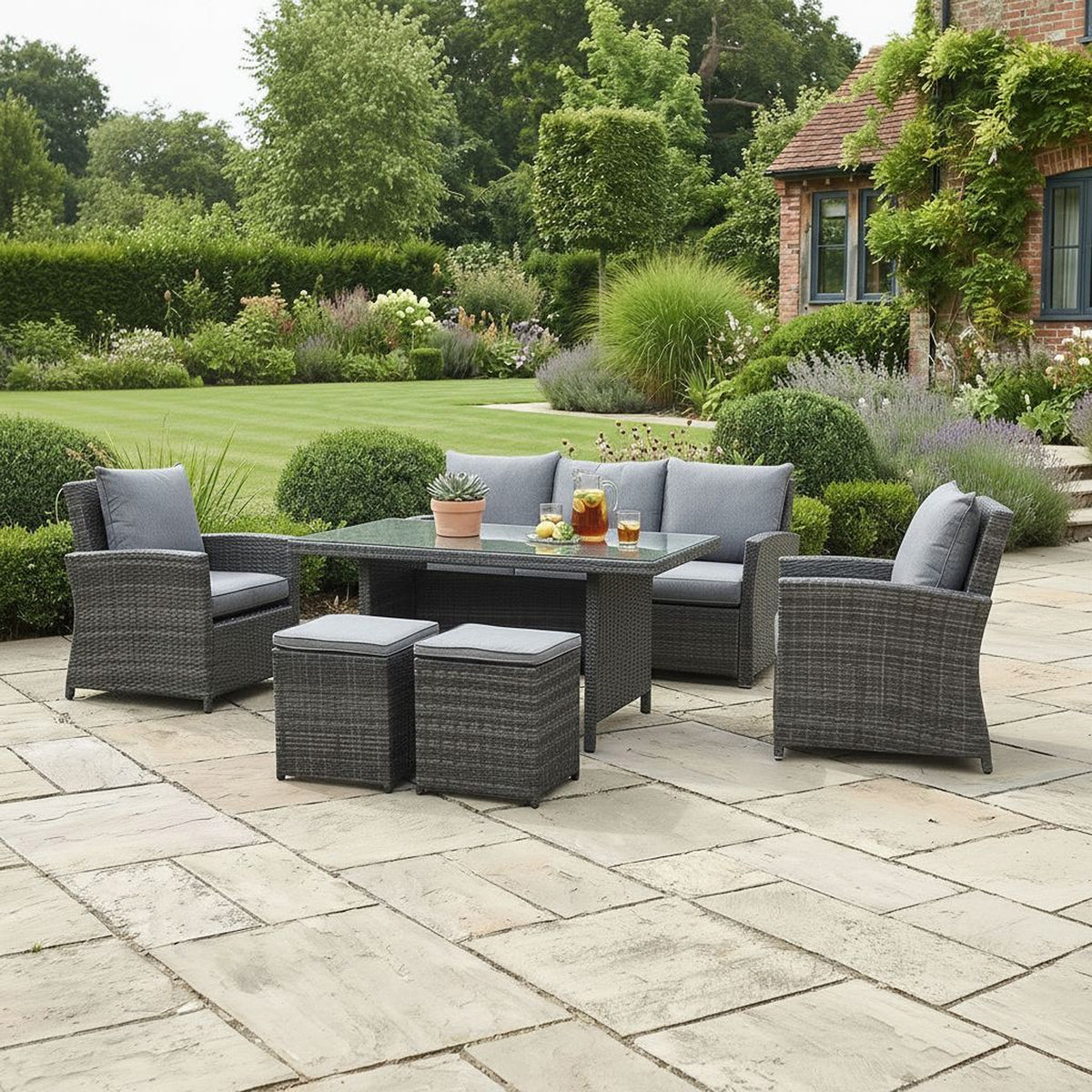 Bracken Outdoors Moreton Lounge Sofa Rattan Casual Dining Garden Furniture Set