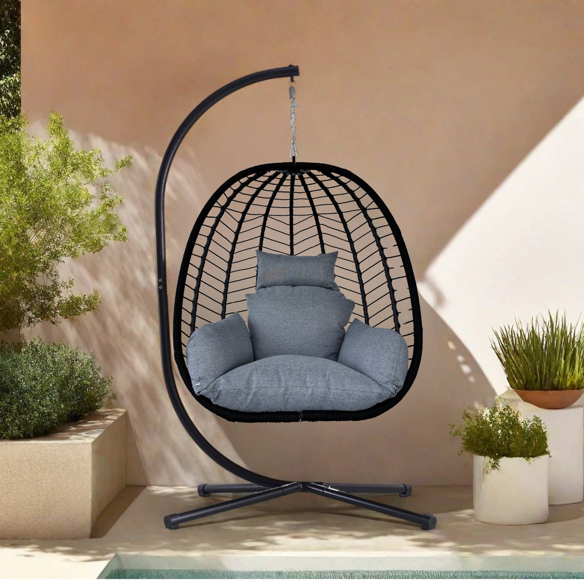 Bracken Outdoors Lindos Rope Folding Hanging Egg Chair