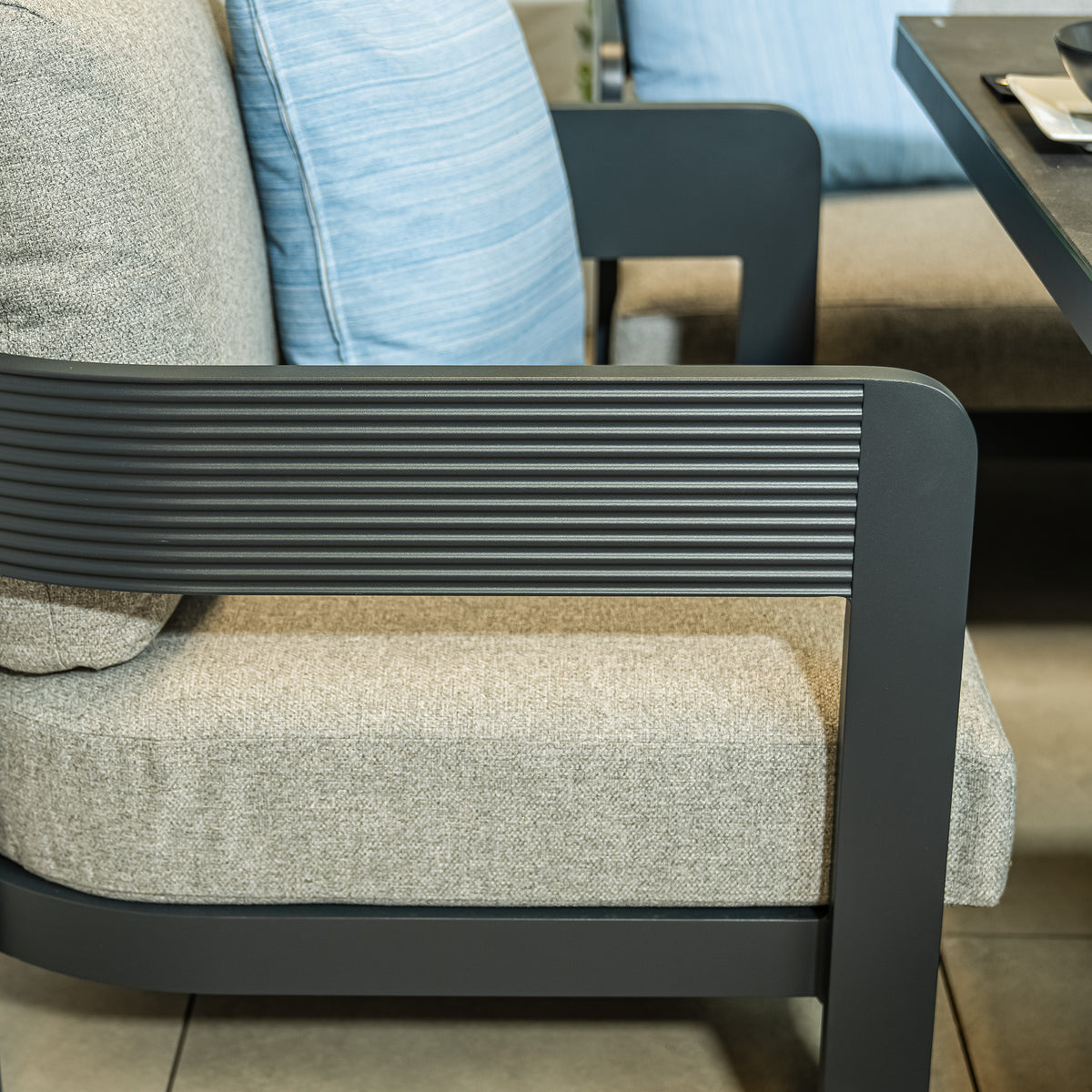 Bracken Outdoors Nevada Anthracite Ripple Aluminium Lounge Sofa Set with Height Adjustable Table
