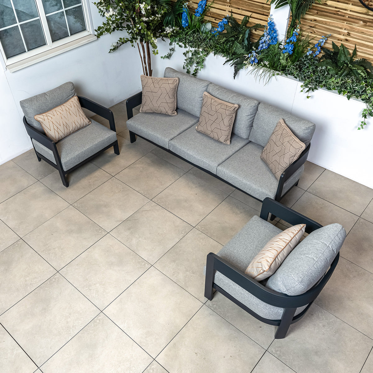 Bracken Outdoors Nevada Anthracite Ripple Aluminium Lounge Garden Furniture Sofa Set