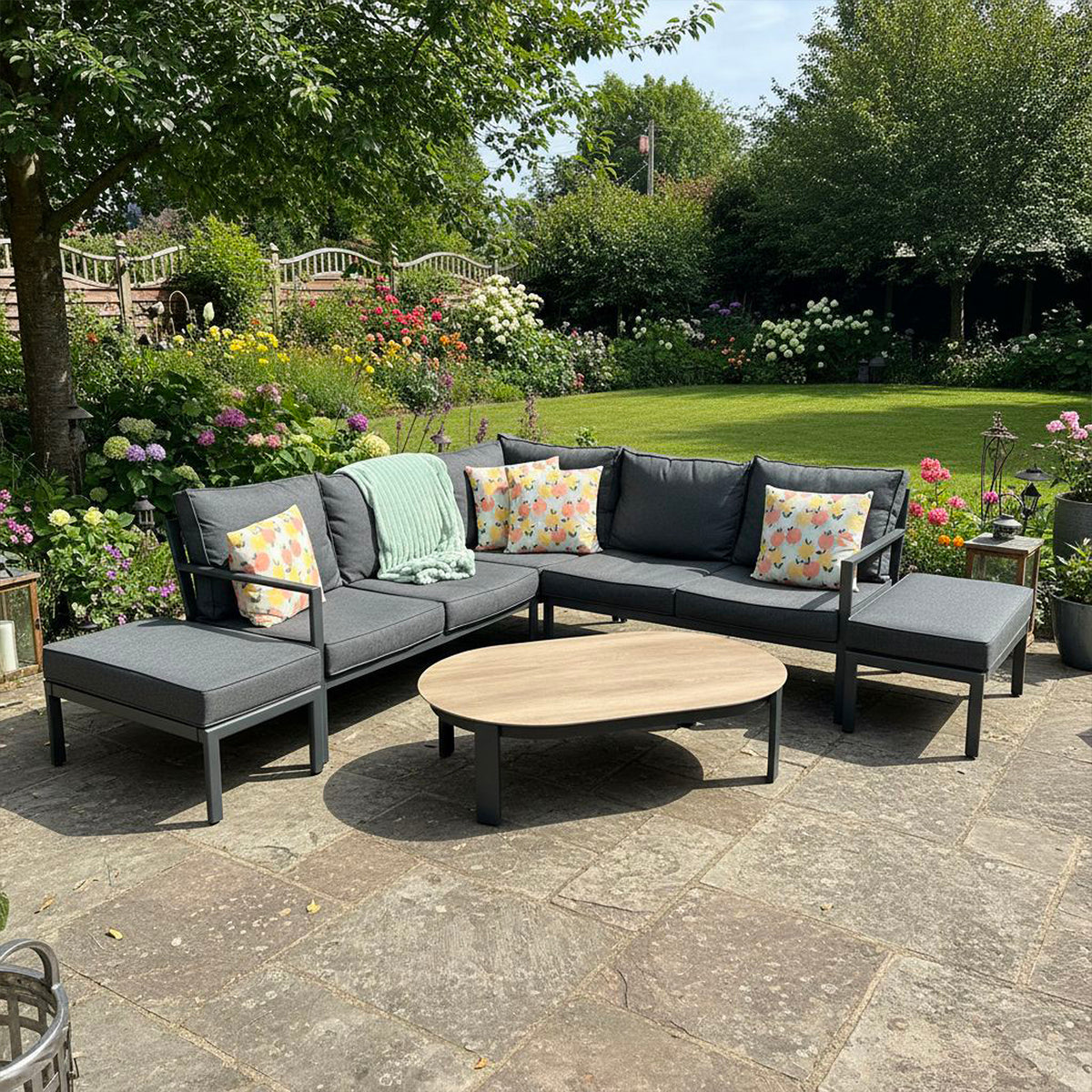 Bracken Outdoors Vancouver Aluminium Corner Garden Sofa Set with Coffee Table