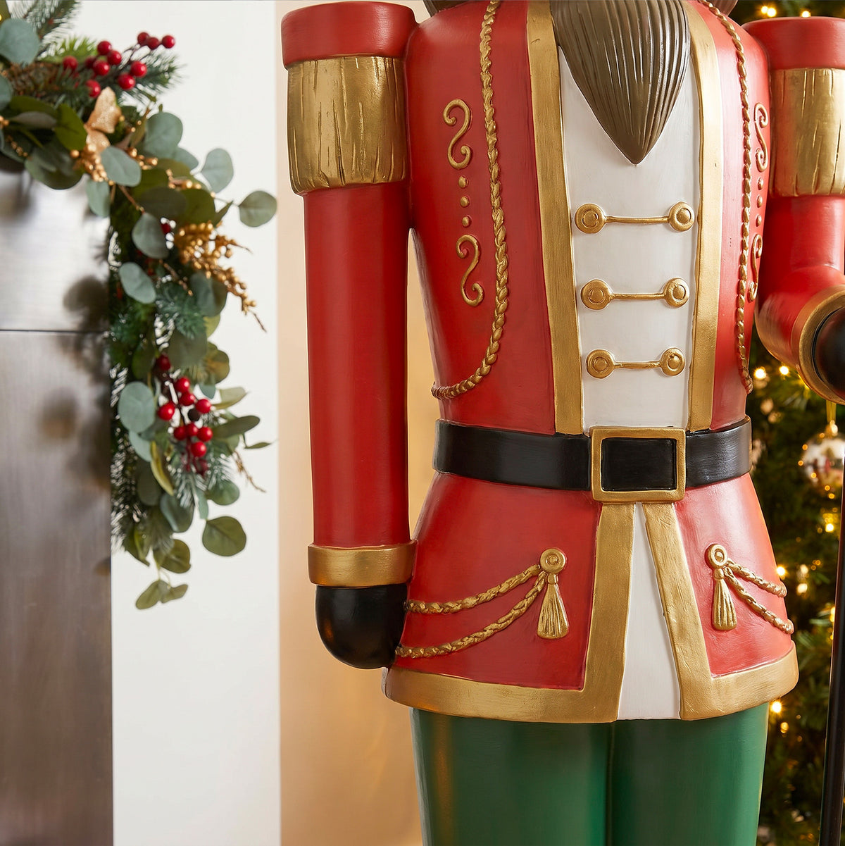 5ft Large Traditional Christmas Nutcracker Soldier Matt Red and Green with LED Lights