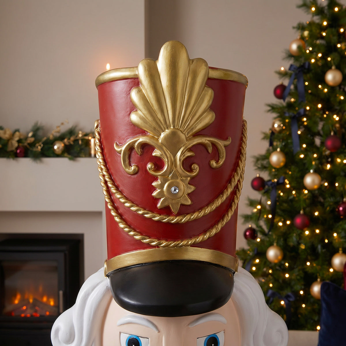 5.5ft Large Traditional Christmas Nutcracker Soldier Matt Red and Blue with LED Lights
