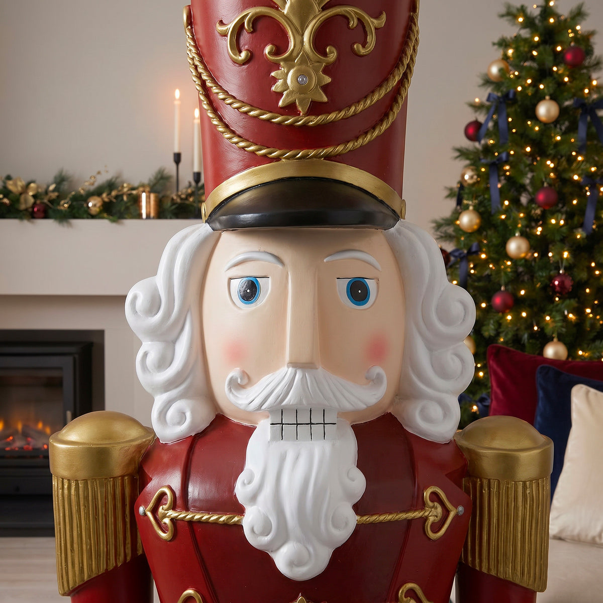 5.5ft Large Traditional Christmas Nutcracker Soldier Matt Red and Blue with LED Lights