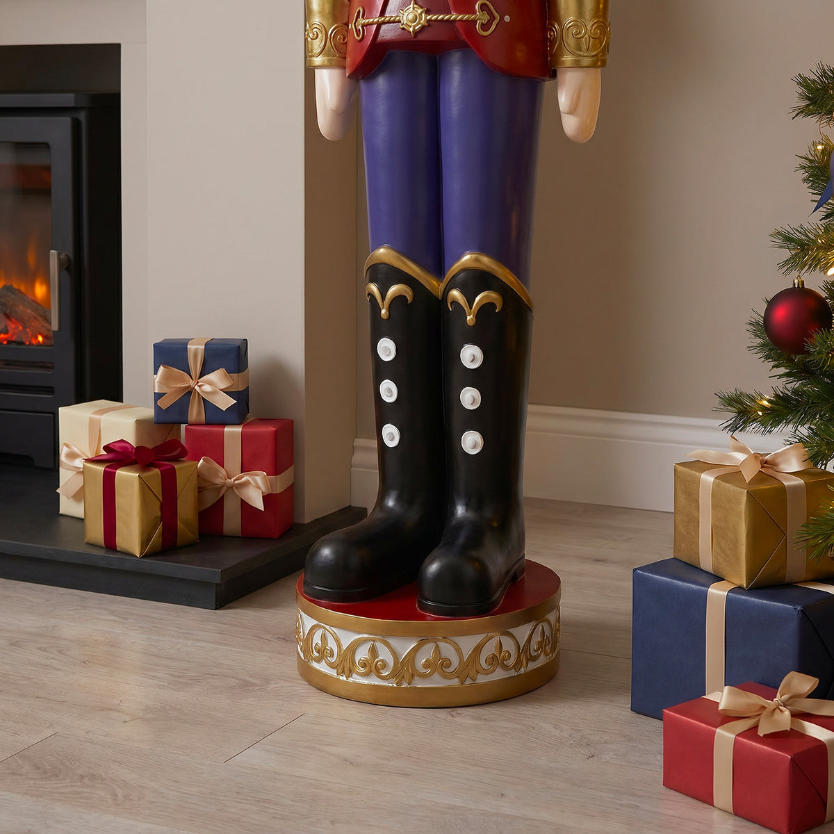 5.5ft Large Traditional Christmas Nutcracker Soldier Matt Red and Blue with LED Lights