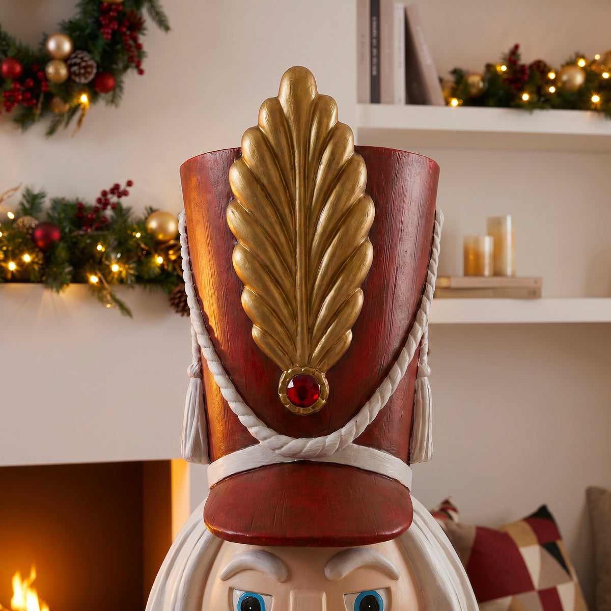 5.5ft Traditional Christmas Nutcracker Soldier Matt Red and White with LED Lights
