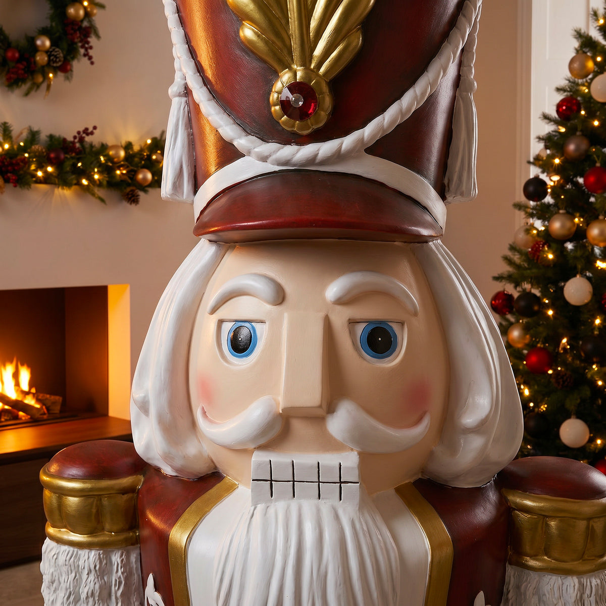 5.5ft Traditional Christmas Nutcracker Soldier Matt Red and White with LED Lights