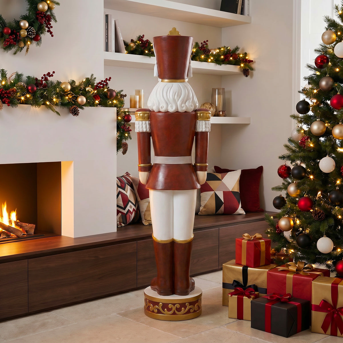 5.5ft Traditional Christmas Nutcracker Soldier Matt Red and White with LED Lights