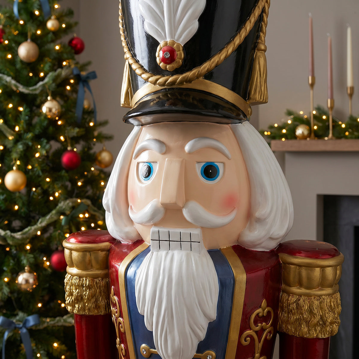 5.5ft Large Traditional Christmas Nutcracker Soldier Red Blue and Green with LED Lights