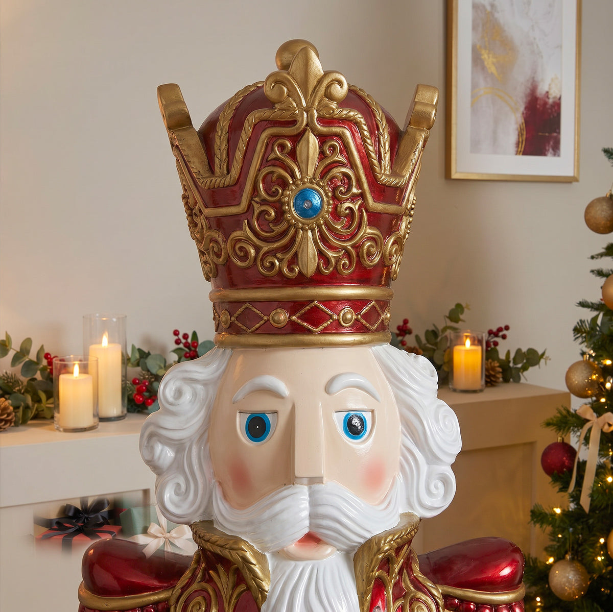 5.5ft Large Traditional Christmas Nutcracker King - Red and Gold with LED Lights