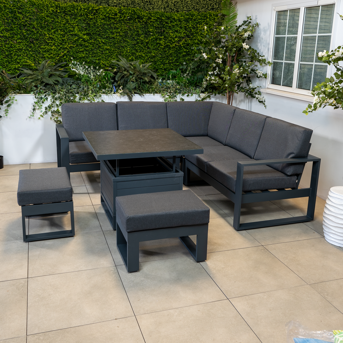 Bracken Outdoors Portland Aluminium Compact Corner Garden Furniture Set with Adjustable Table