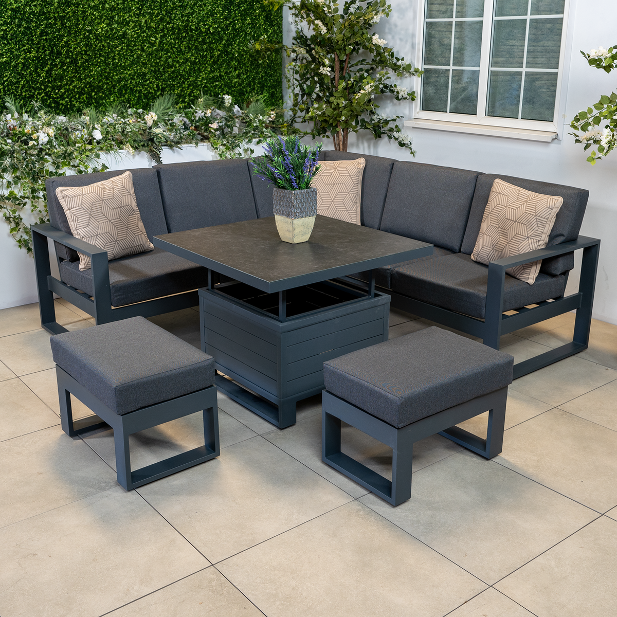 Bracken Outdoors Portland Aluminium Compact Corner Garden Furniture Set with Adjustable Table