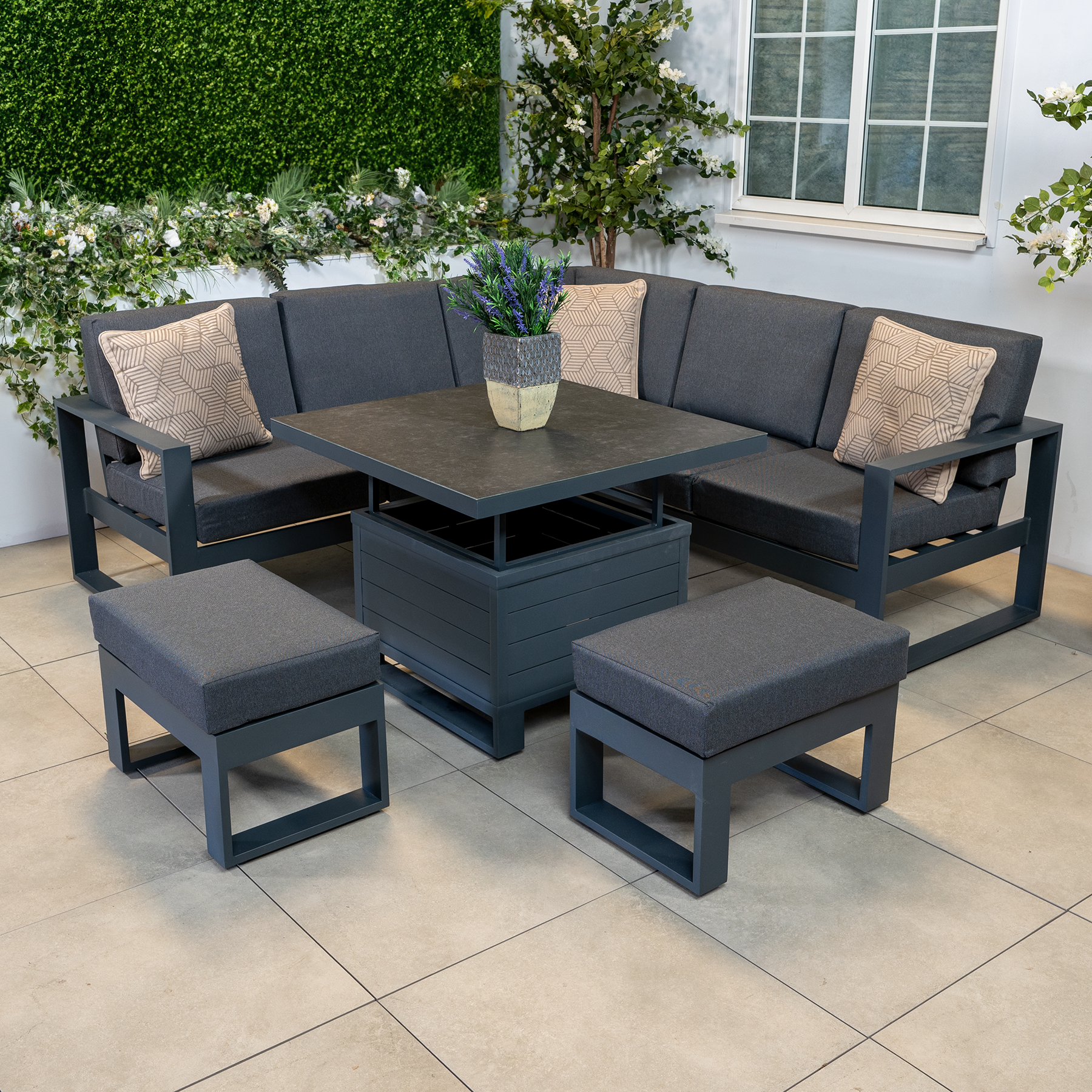 Adjustable Table Garden Corner Table And Chairs Bracken Outdoors