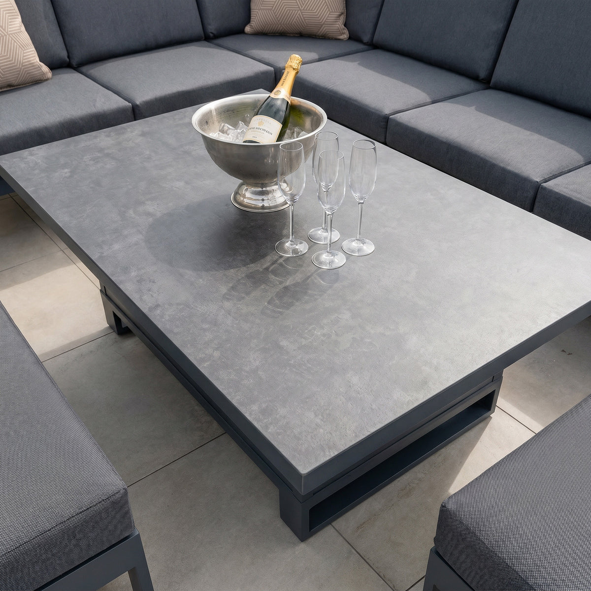 Bracken Outdoors Portland Aluminium Corner Garden Furniture Set with Adjustable Table