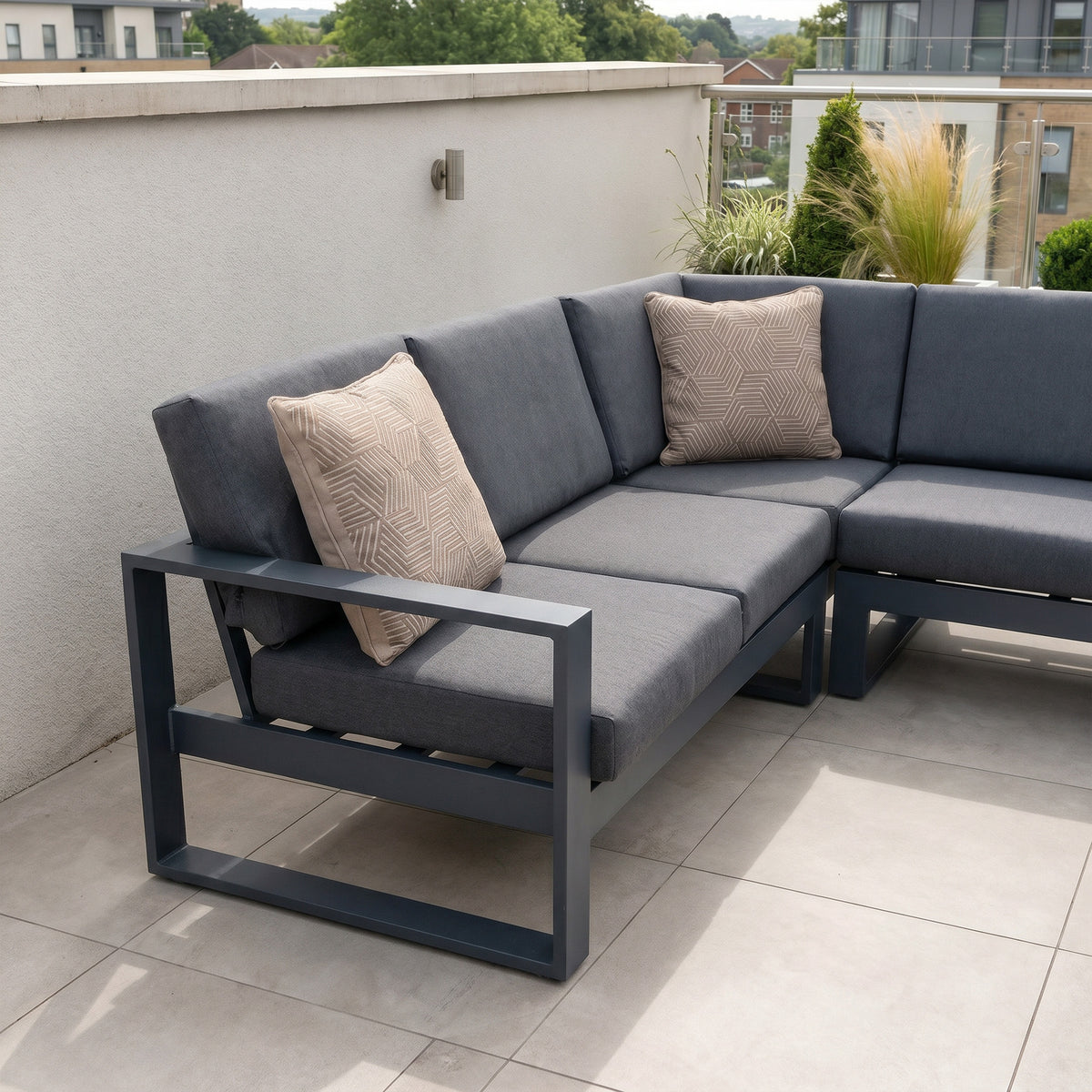 Bracken Outdoors Portland Aluminium Corner Garden Furniture Set with Adjustable Table