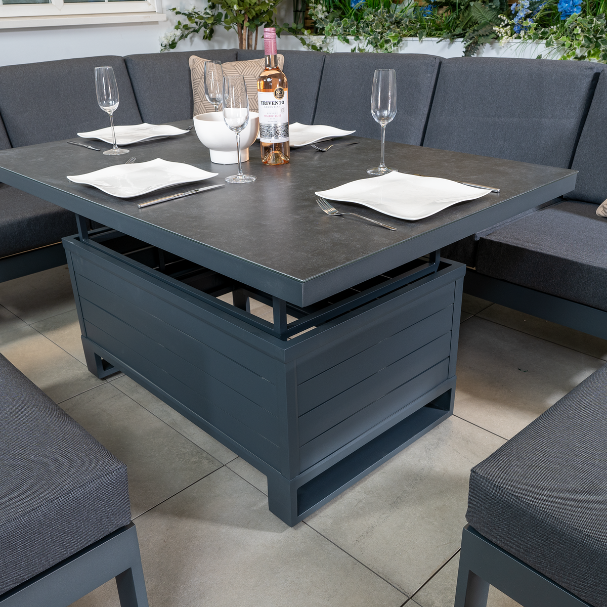 Bracken Outdoors Portland Aluminium Corner Garden Furniture Set with Adjustable Table