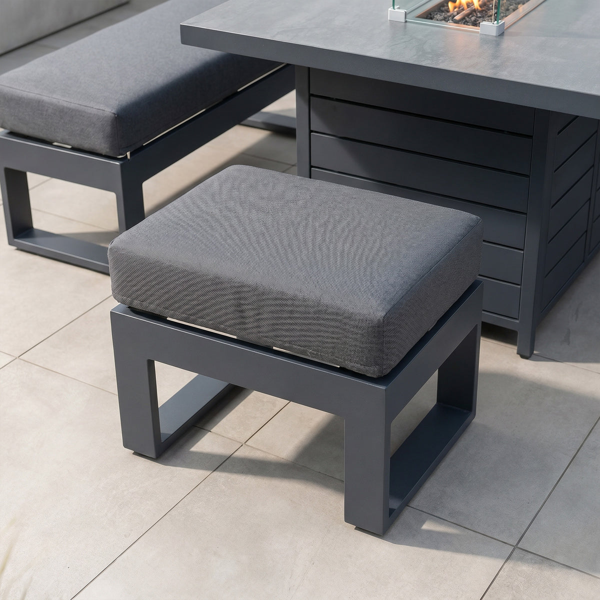 Bracken Outdoors Portland Aluminium Corner Garden Furniture Set with Fire Pit Table