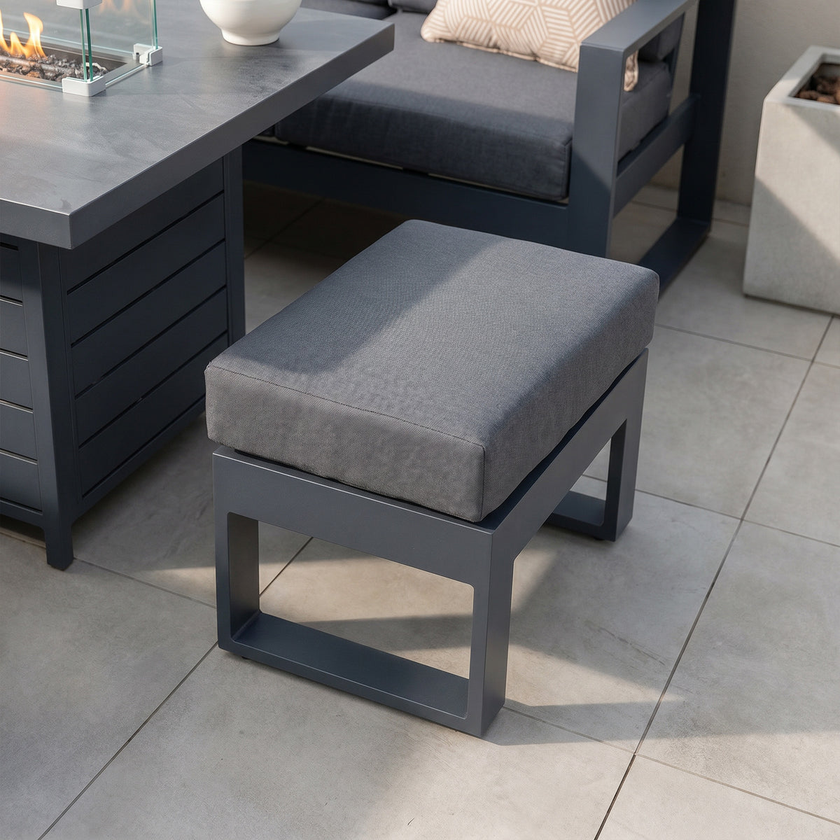 Bracken Outdoors Portland Aluminium Corner Garden Furniture Set with Fire Pit Table