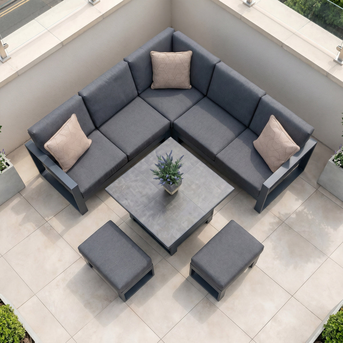 Bracken Outdoors Portland Aluminium Compact Corner Garden Furniture Set with Adjustable Table
