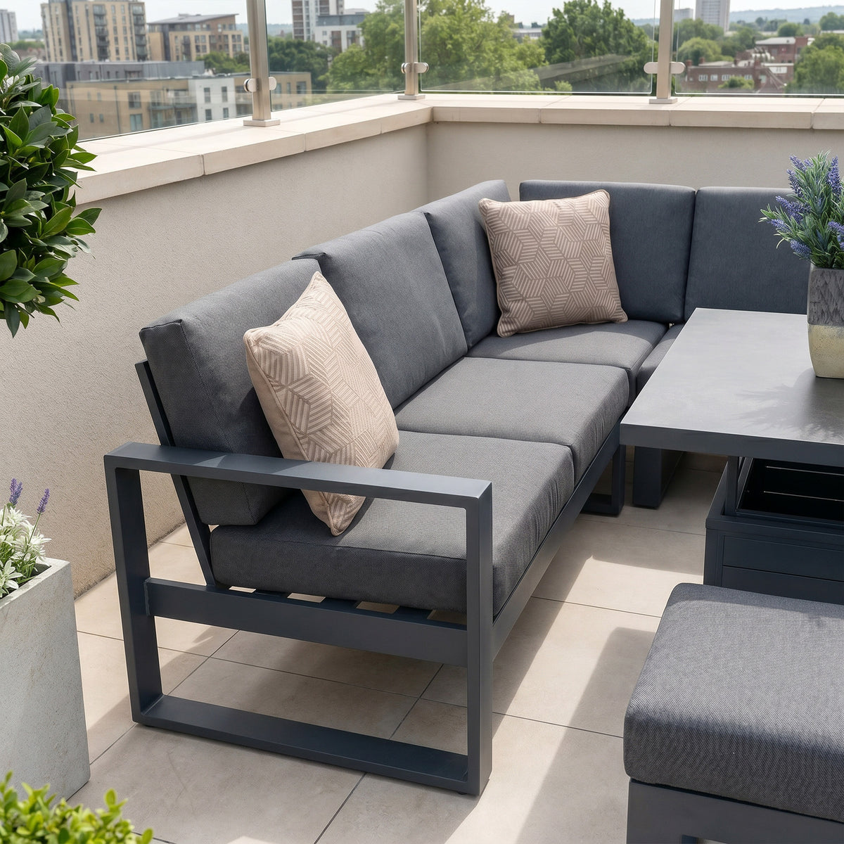 Bracken Outdoors Portland Aluminium Compact Corner Garden Furniture Set with Adjustable Table