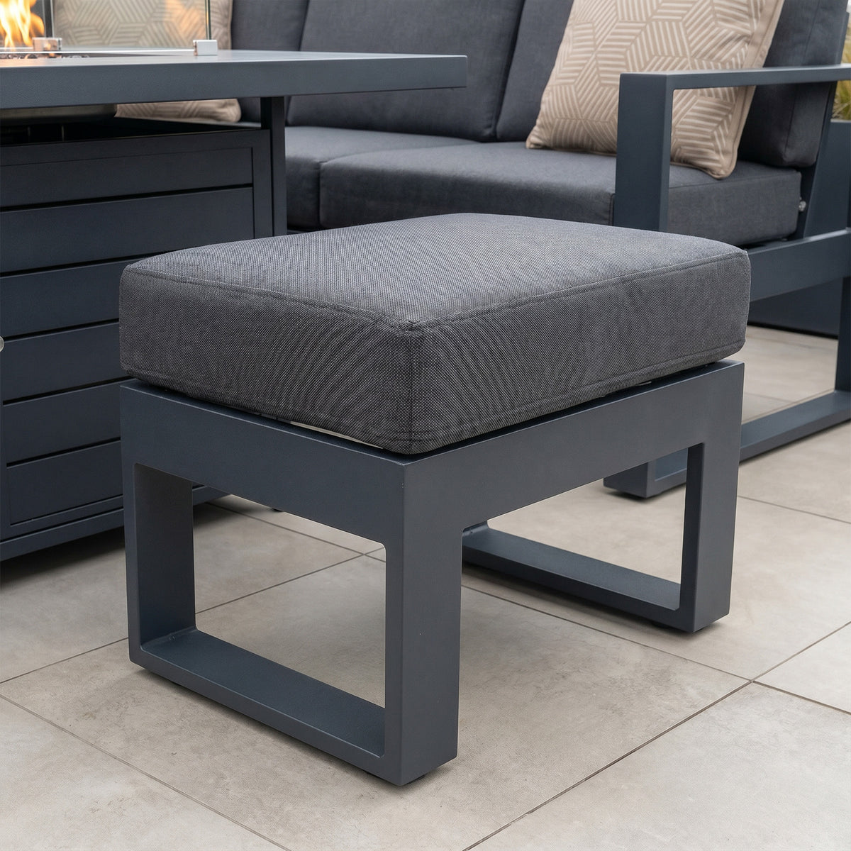 Bracken Outdoors Portland Aluminium Compact Corner Garden Furniture Set with Fire Pit Table