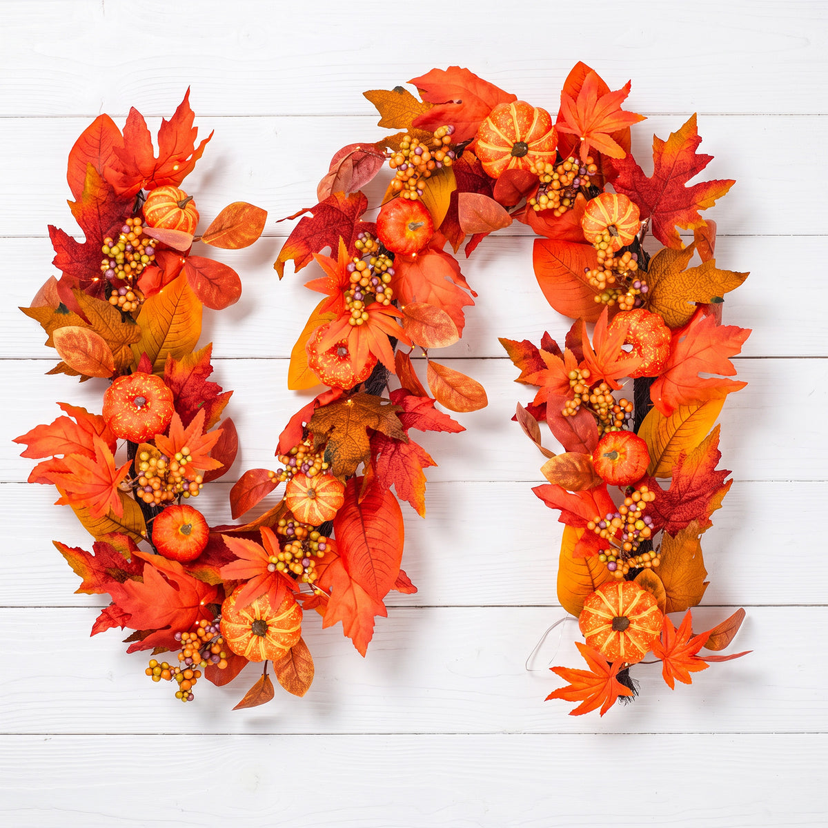 The Christmas Centre 6ft Prelit Amber Autumn Garland with Warm White Battery Operated LED Lights