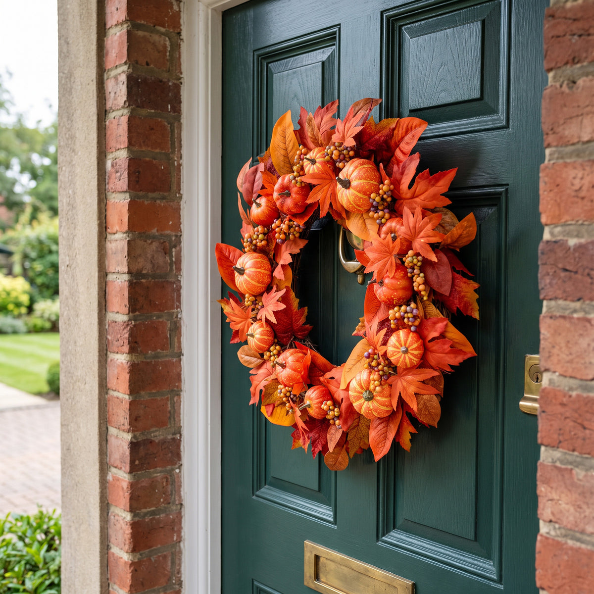 The Christmas Centre 26in Prelit Amber Autumn Wreath with Warm White Battery Operated LED Lights