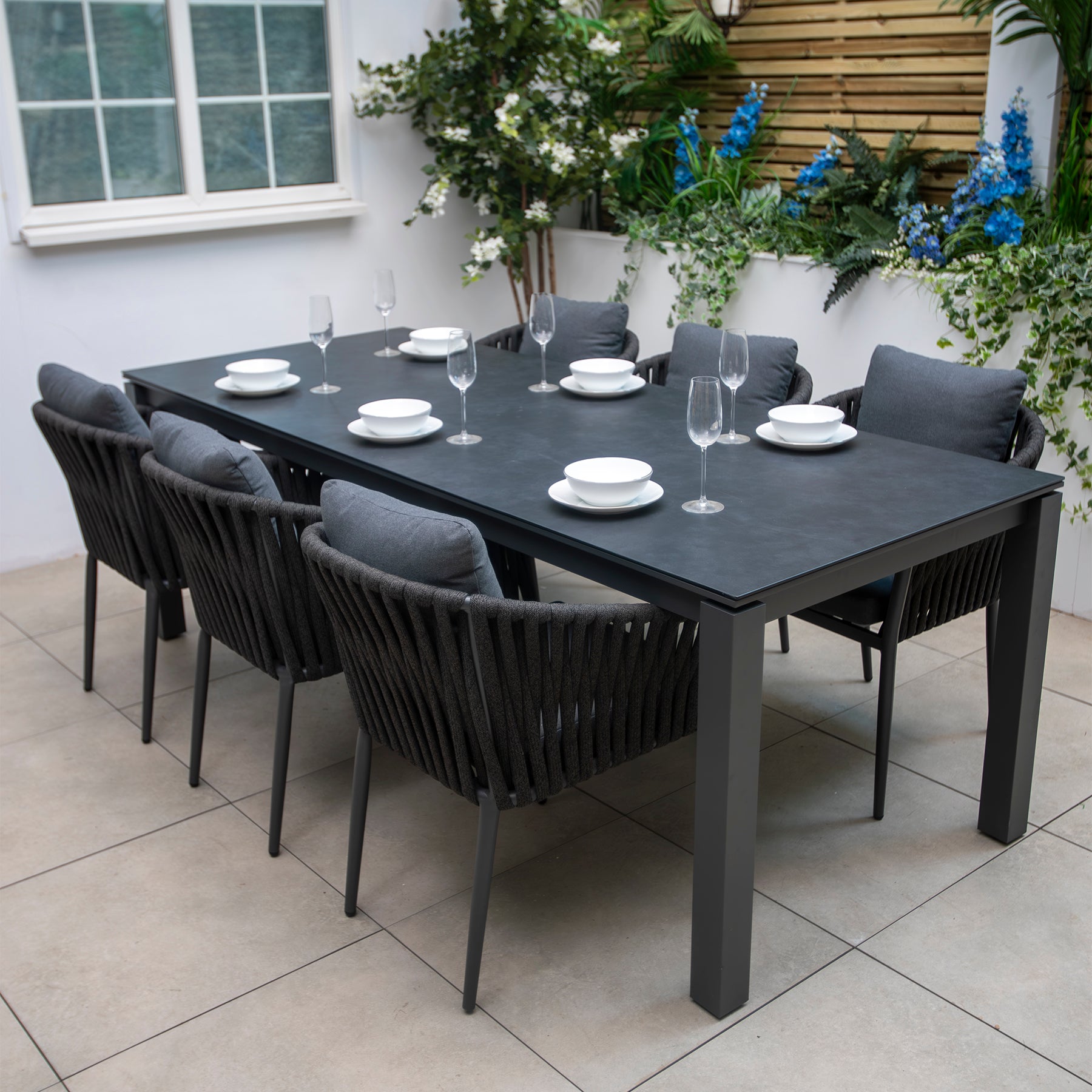 Bracken Outdoors Maldives Rope Seat Rectangular Aluminium Garden